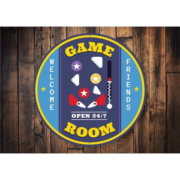 Game Room Welcome Sign Arcade Room Decor Gamer Room Sign Game Lovers Gamer Gift Home Decor Man Cave Decor - Round Metal SignSize: 12 x 12 inch