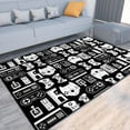 thumbnail image 1 of Game Rug Teen Boys Carpet with Game Controller Decoration, 3D Gaming Rugs for Boys Bedroom Living Room Playroom, Non-Slip Gamer Carpet Children Gaming Area Rugs (Black&White, 79" x 59"), 1 of 8