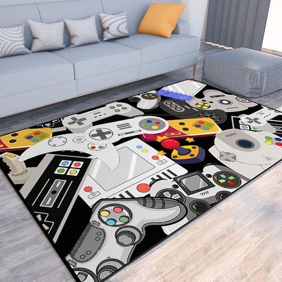 Game Rug Teen Boys Carpet with Game Controller Decoration, 3D Gaming Rugs for Boys Bedroom Living Room Playroom, Non-Slip Gamer Carpet Children Gaming Area Rugs (Multi-color, 79" x 59")
