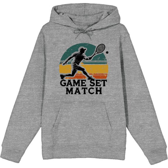 Game Set Match Adult Heather Gray Long Sleeve Hoodie-3XL