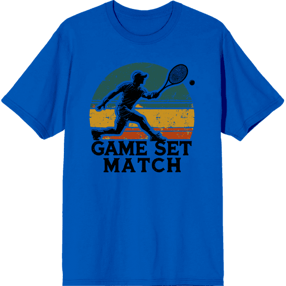 Game Set Match Adult Royal Blue Crew Neck Short Sleeve Tee-Medium