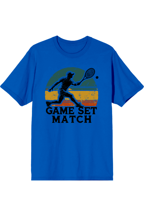 Game Set Match Adult Royal Blue Crew Neck Short Sleeve Tee-XXL