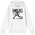 thumbnail image 1 of "Game Set Match" Tennis Sports Adult White Long Sleeve Hoodie-Small, 1 of 6