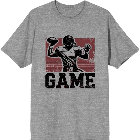 "Game" Sports Football Adult Red Crew Neck Short Sleeve Tee-XS