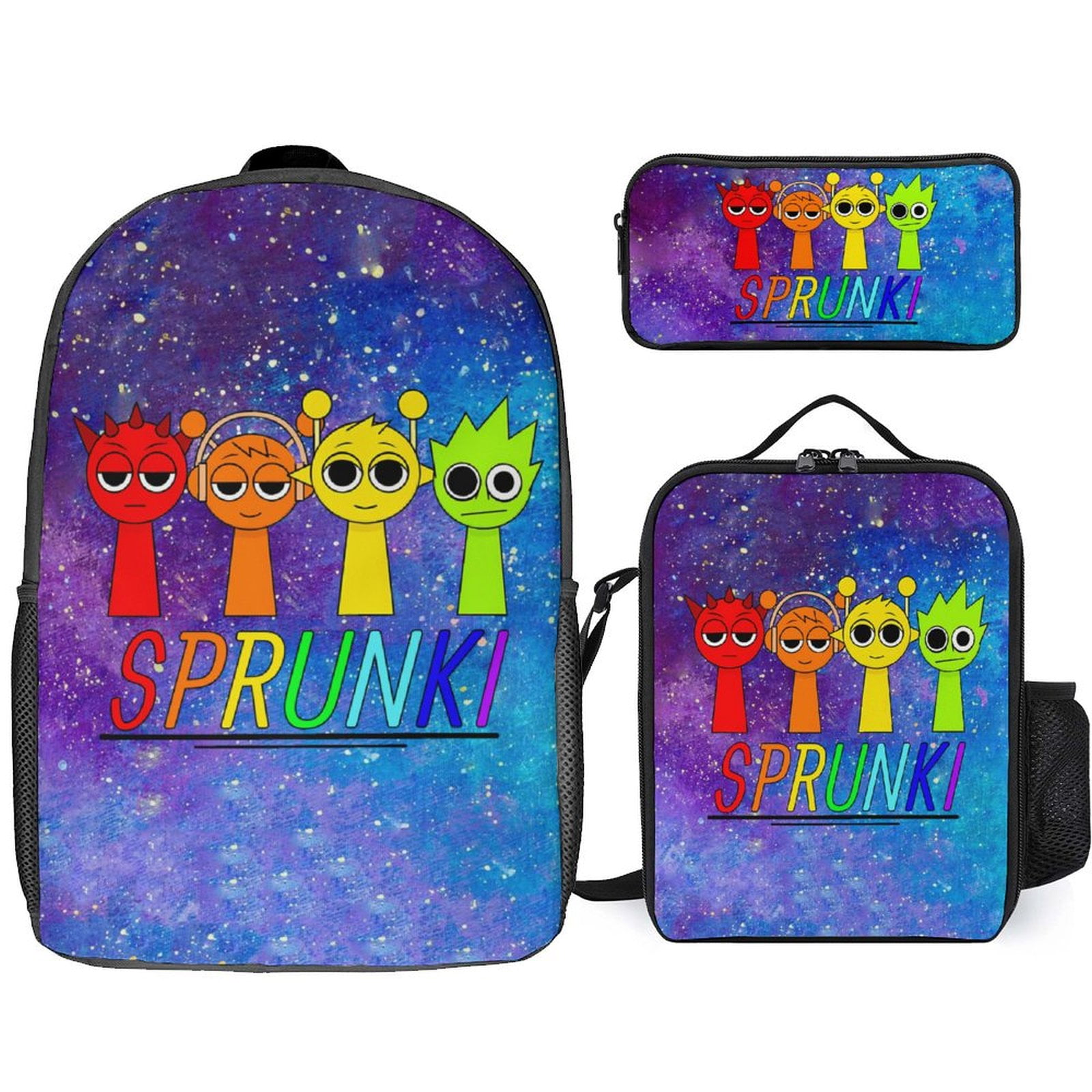 Game Sprunki 3 Piece Backpack Set with Lunch Bag Pencil Case, High ...
