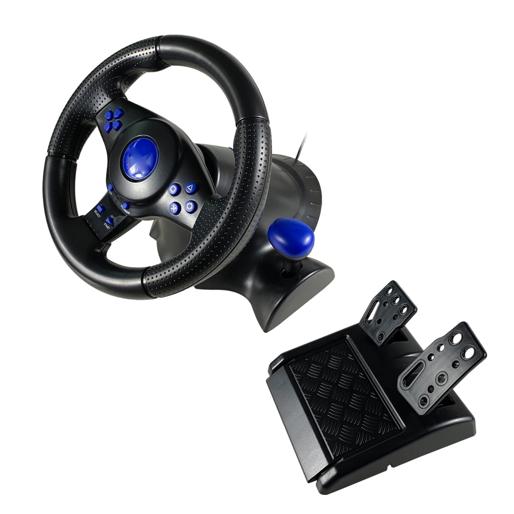 Game Steering Wheel, 180 Degree Rotation Vibration 7 in 1 Racing ...