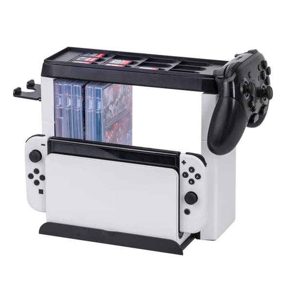 Game Storage Rack for Nintendo Switch - Console, Controller & Game Cartridge Organizer Stand (Holds 27 Games)