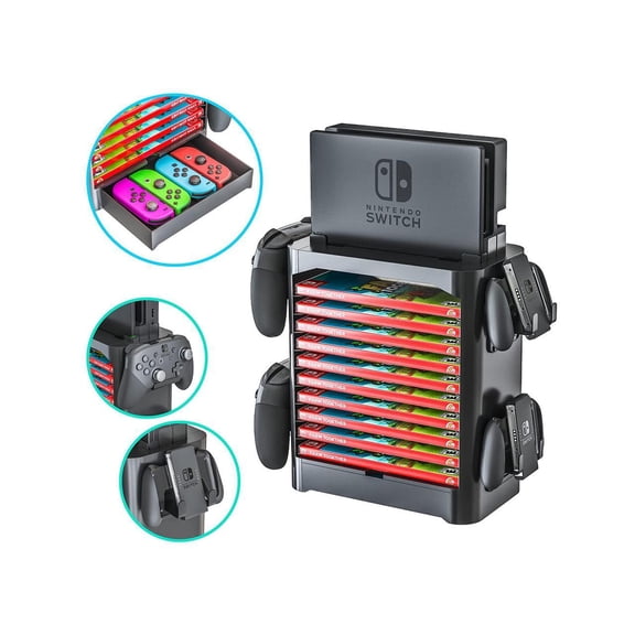 Game Storage Tower for Nintendo Switch - Nintendo Switch Game Holder Game Disk Rack and Controller Organizer Compatible with Nintendo Switch and Accessories