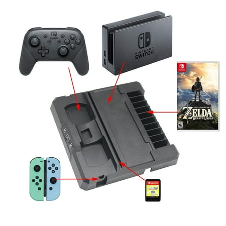 Game Storage and Controller Charging Stand compatible with Switch