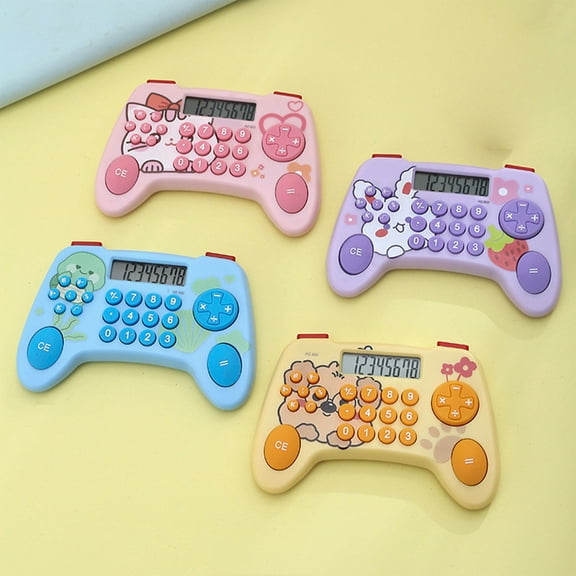 Game-Style Calculator | Custom-Shaped Handheld Portable Digital Calculator | 8-Digit LCD Display | Quiet Rubber Buttons | Office Budgeting Tool | 1 Pc | 11.4x8cm