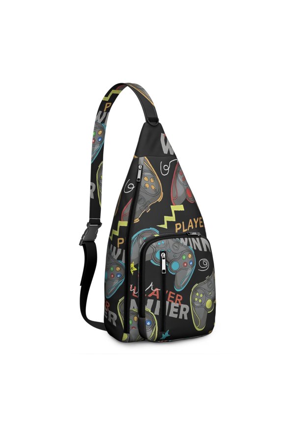 Game Style Waterproof Sling Bag - Anti-Theft Crossbody Backpack with Scratch Resistant Surface for Gamers & Students