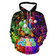 AOIVKUT Game Super Mario Unisex Hoodies Sweatshirts Daily Casual Pullover Hooded 3D Print Fashion Novelty Hoody Clothing For Mens And Womens
