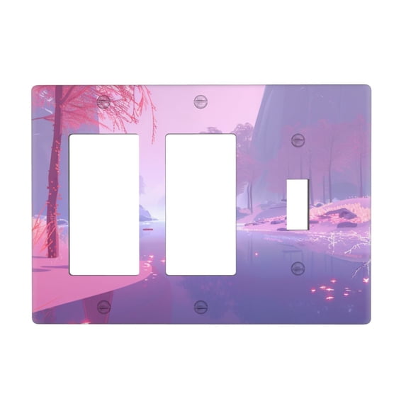 Game Switch Cover Decorative Wall Plate 3-Gang 2-Decor 1-Toggle Standard Size