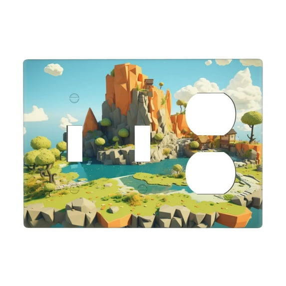 Game Switch Cover Decorative Wall Plate 3-Gang 2-Toggle 1-Duplex Standard Size