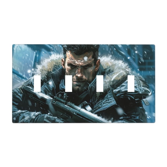 Game Switch Cover Decorative Wall Plate / 4-Gang 4-Toggle / Standard Size 4.5x8 in