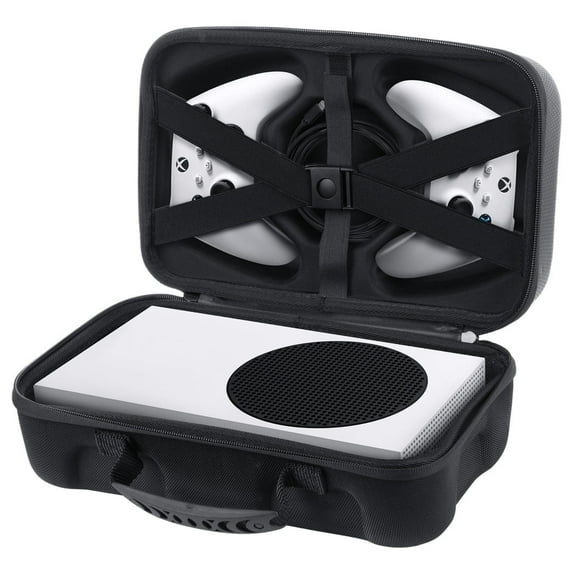 Game System Suitcase,Hard Shell Carrying Case,Shockproof Travel Case Compatible with Xbox Series S Console, Cables, Remote Controls