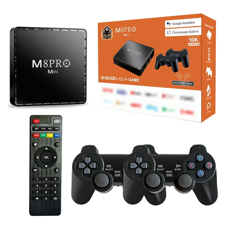 Game TV Box M8 Pro Mini Android and Game Dual System with 10000+ Retor Game  Wireless Controllers 100M 4K TV Box 