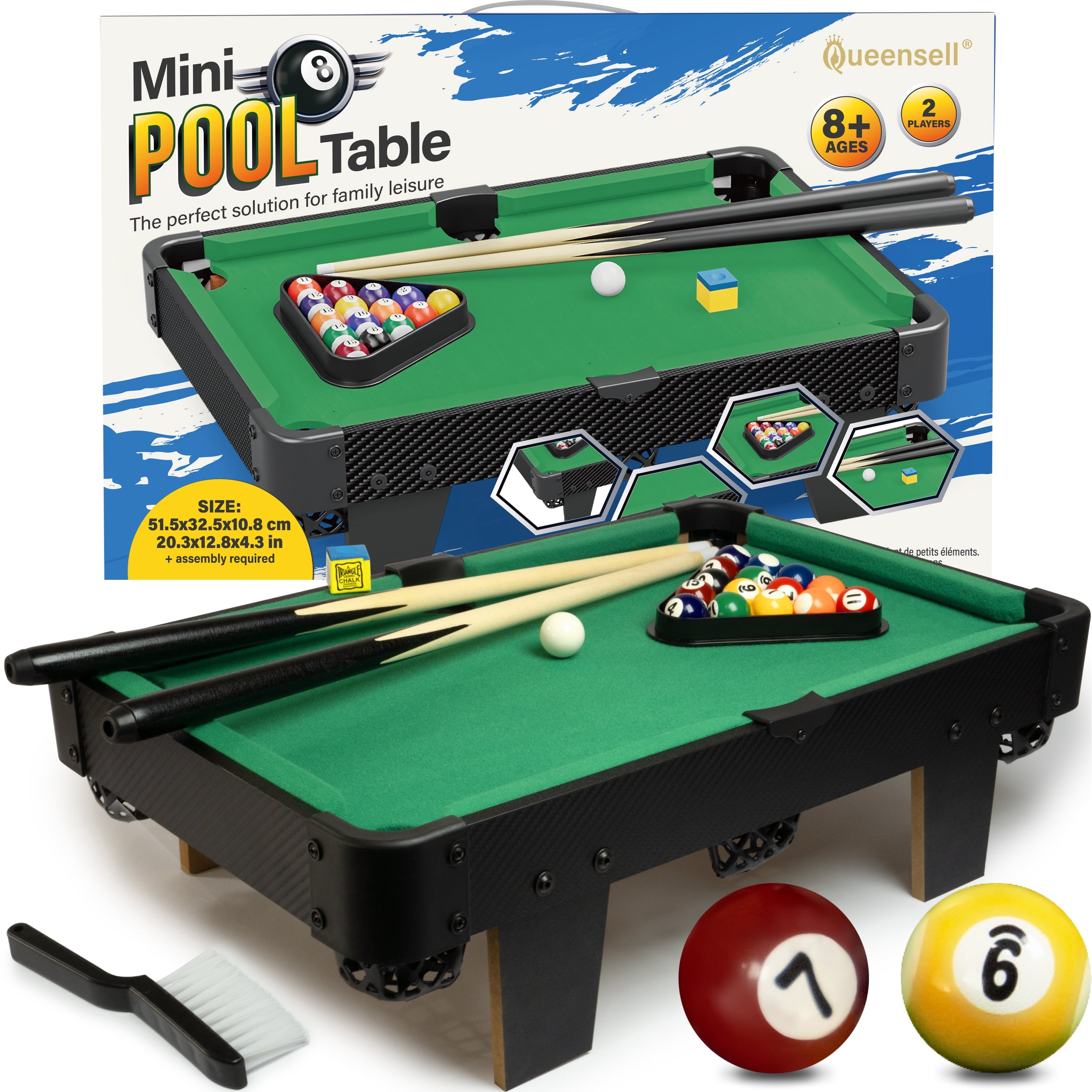 Game Table – 20-Inch Small Pool Table, Mini Billiards Table for Family ...