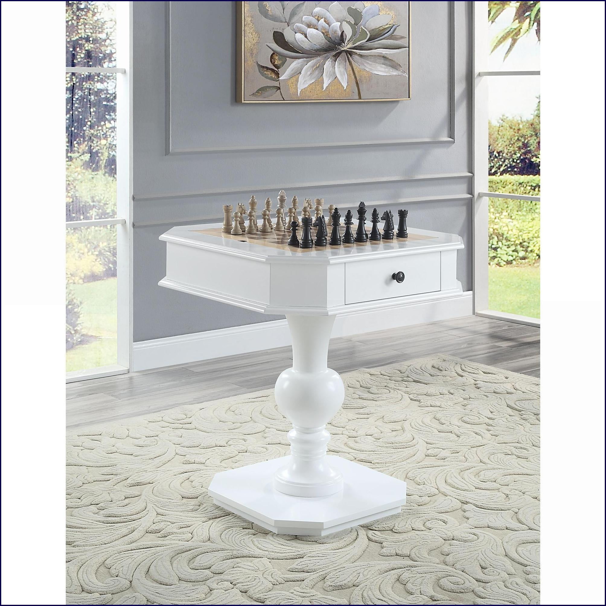 Game Table with Reversible Tray & 2 Drawers | White Finish | Wood & MDF Build