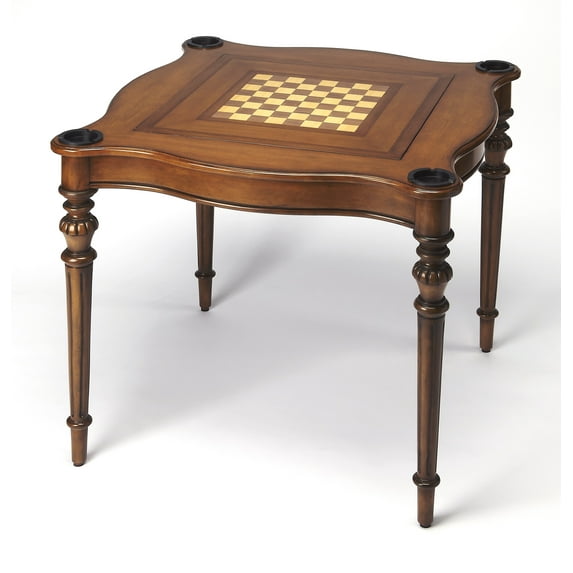 Game Table in Medium Brown Finish
