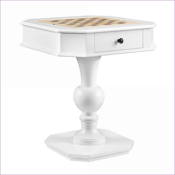 Game Table with 2 Drawers, Traditional Wood & MDF | White | Traditional