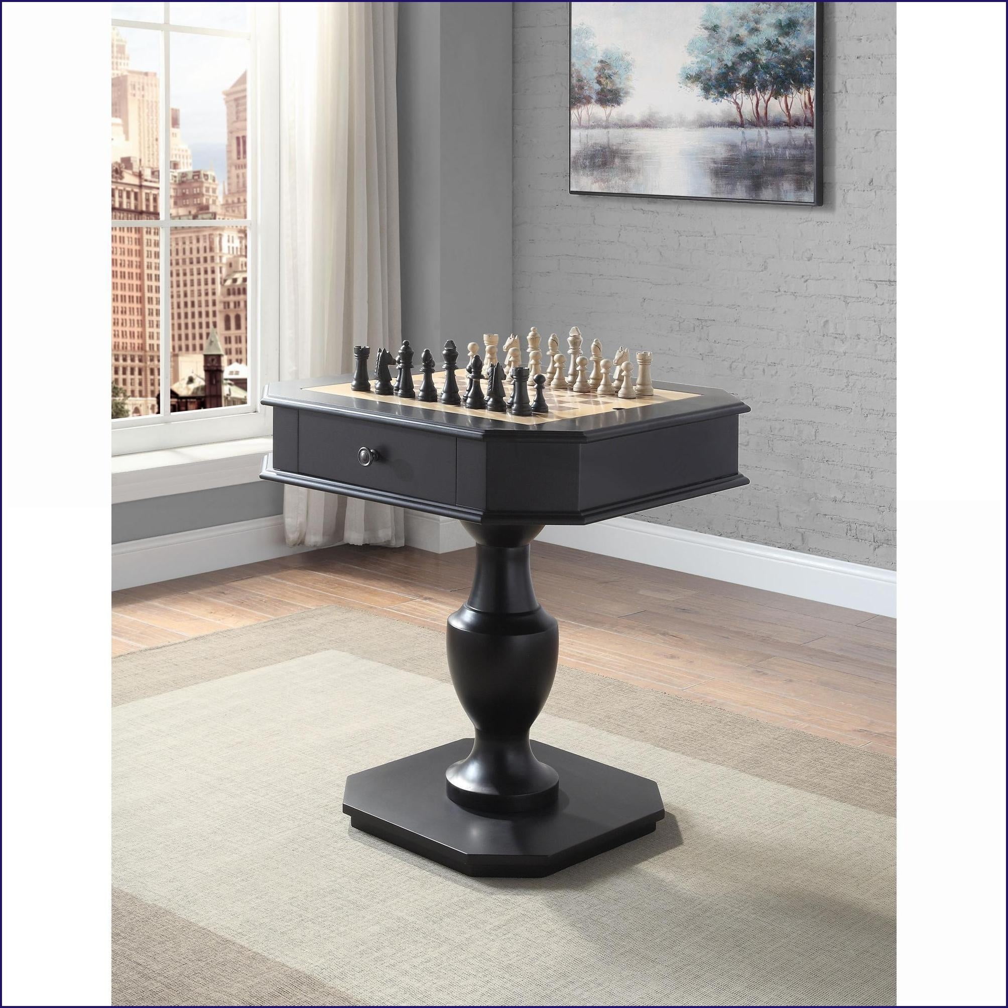 Game Table with Reversible Game Tray & Storage Drawers | Black Finish | Wood & MDF | Black | Synthetic Wood