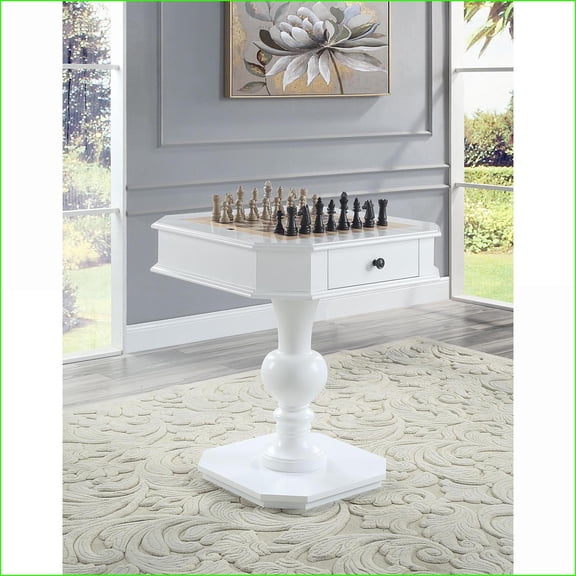 Game Tables Galini White Game Table with Reversible Tray & 2 Drawers | White | Wood & MDF