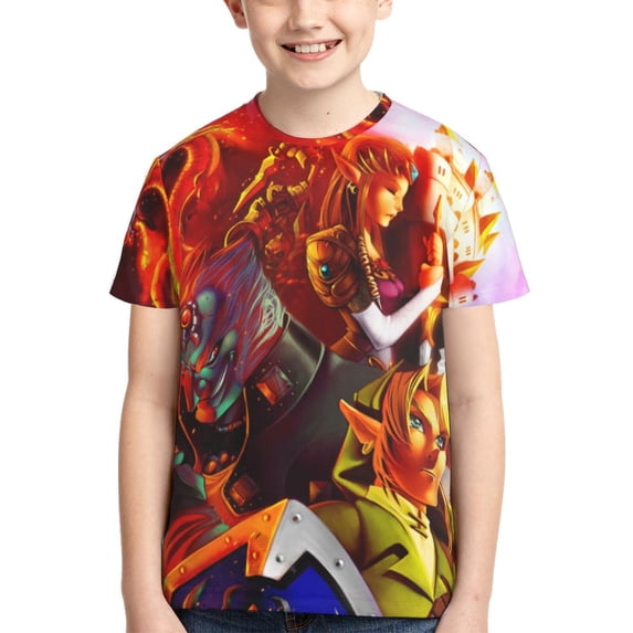 Game The Legend Of Zelda Teen T-Shirt Crewneck Short Sleeve Double-Sided Print Summer Tee Shirts Top For Youth Boys Girls Children Small