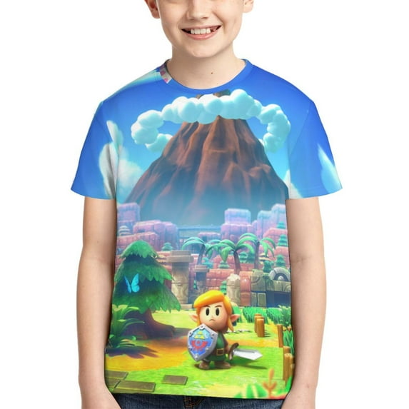 Game The Legend of Zelda Link's Awakening Teen T-Shirt Crewneck Short Sleeve Double-Sided Print Summer Tee Shirts Top For Youth Boys Girls Children Medium