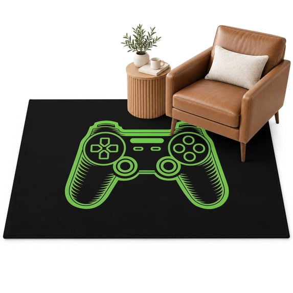 Game Theme Area Rug 3'x5', Green Game Controller Soft Mat Non-Slip ...