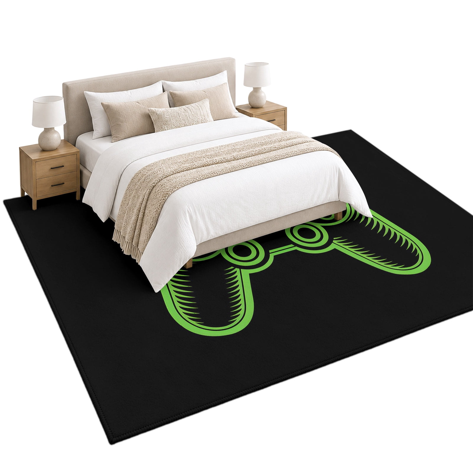 Game Theme Area Rug 5'x7', Green Game Controller Soft Mat Non-Slip ...