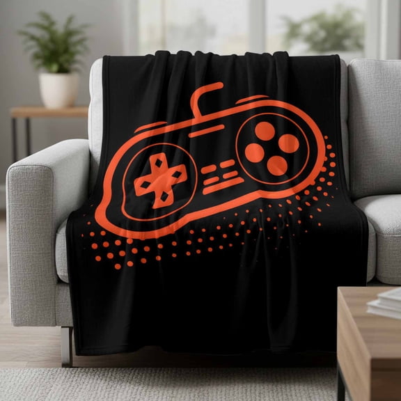 Game Theme Fleece Throw Blanket Red Game Controller Ultra Soft Fuzzy Cozy Flannel Throw Blanket for Couch Sofa Bed Car Travel, Ideal Gifts 60x80 Inches