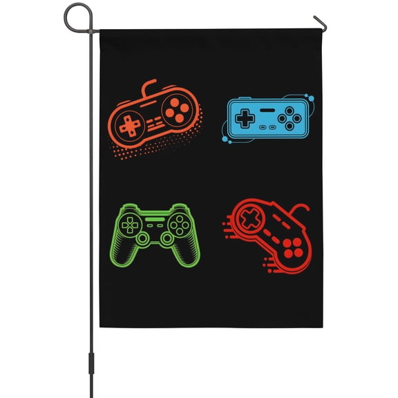 Game Theme Garden Flag 12x18 Inch Game Controller Modern Abstract Double Sided Outdoor Garden Flags Welcome House Flag Decorative Yard Flags for Outside Holiday Decoration