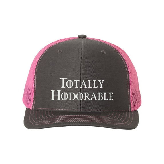 Game Of Thrones Hat, Totally Hodorable, GOT Hat, Trucker Hat, Baseball Cap, Adjustable, GOT Apparel, Hodor Hat, 10 Color Options, White Text, Charcoal/Neon Pink