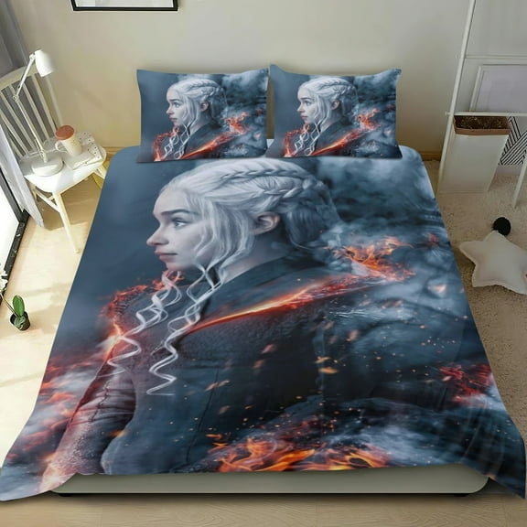 Game of Thrones Themed Bed Sheet Set Three Piece Set 53x79 In ches Comfortable And Skin Friendly Unique Design Creating A Star Studded Night Home Decor Gifts For Family Friends fans