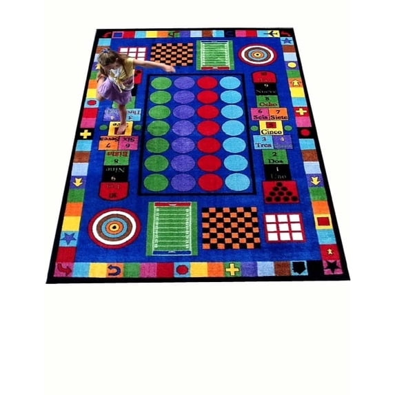 Kids World Carpets Game Time Nylon Machine-tufted Area Rug (8' x 12') - EXACT SIZE - EXACT SIZE