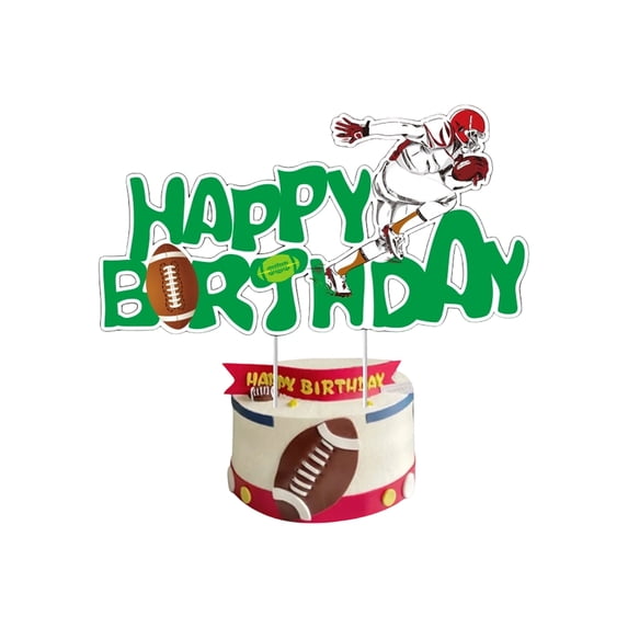 Game Time Football Cake Topper 7.87in Large Paper Party Insert Sign for Super Bowl Birthday Celebration, Sports Fan Game Day Decoration Centerpiece for Football Theme Party