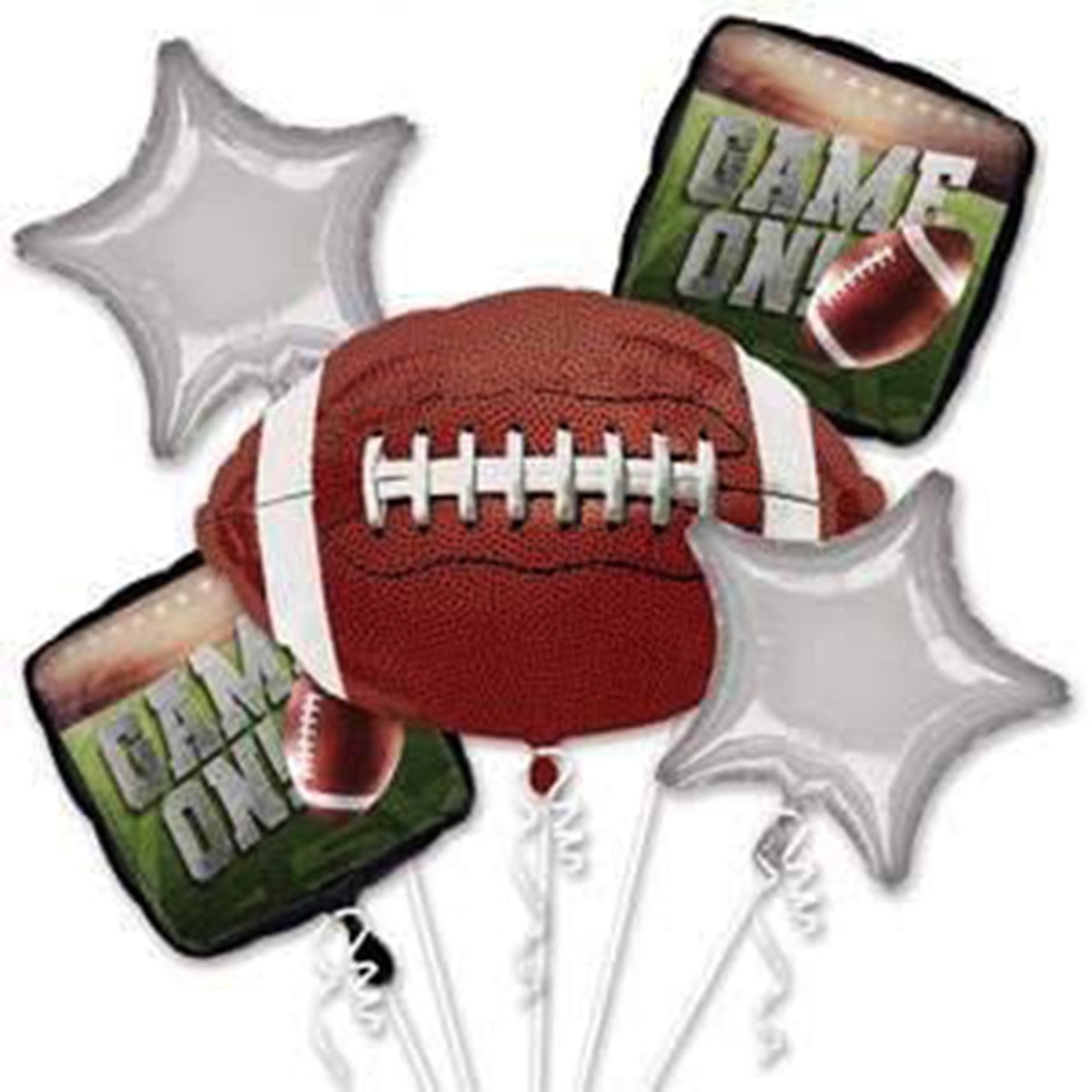 ANAGRAM Game Time Go Fight Win Foil Football Bouquet 5pc Foil Balloon Pack, Brown Silver