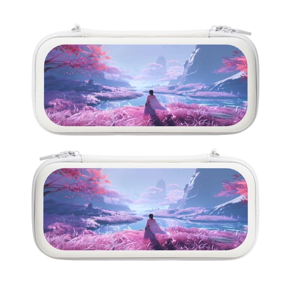 Game Valley Zen, Carrying Case For Nintendo Switch & OLED Version, Eva Lightweight Shockproof Protective Pouch Case for Game Console & Accessories with 10 Game Card Slot & Wristband, White