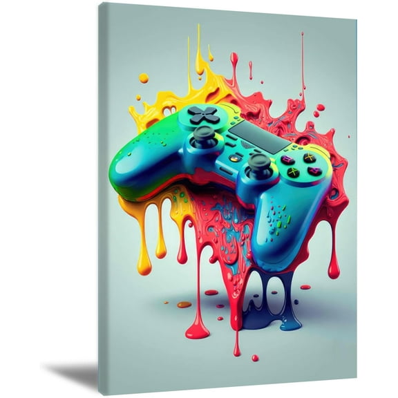 Game Wall Decor Gaming Art Video Games Posters Gamer Wall Art Graffiti Gamepad Canvas Pictures Gaming Room Accessories for Boys Bedroom Dorm Playroom Cave Home Decor 16x24inch UNFRAMED