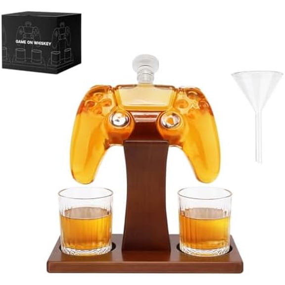 Game Whiskey Decanter Set, 25.4 Oz Whiskey Decanter for Men, Tray, Liquor Dispenser Whiskey Gifts for Men Bourbon Gifts Gamer Gifts for Boyfriend Gifts For Him Husband Dad Father
