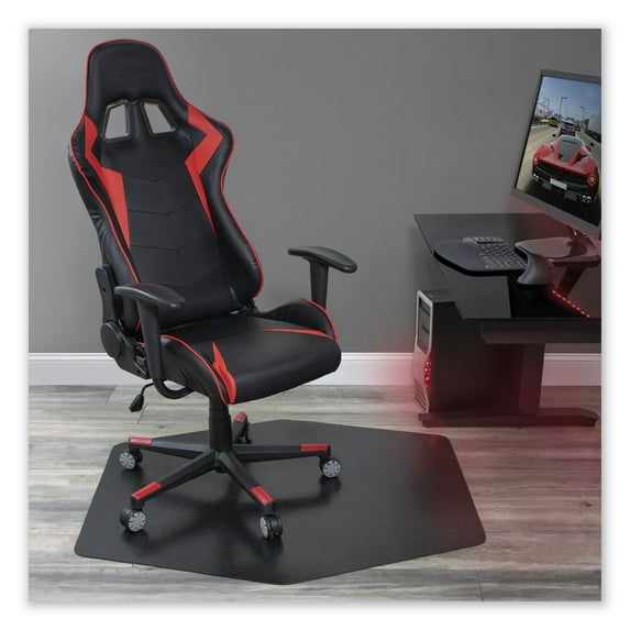 Game Zone Chair Mat, For Hard Floor/Medium Pile Carpet, 42" x 46", Black (Gaming Chair Not Included)
