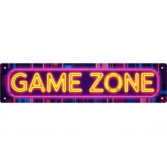 Game Zone Neon Metal Sign 16*4 Inches "GAME ZONE" Game Room Man Cave Decor