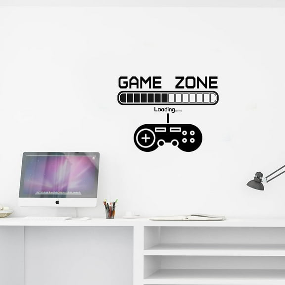 Game Zone Quotes Wall Stickers Vinyl Wall Decor Stickers DIY Saying Wall Art Decal Sticker Home Decoration for Living Room Bedroom Bathroom Black Plastic