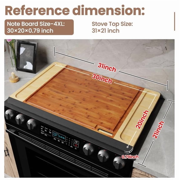 [Game-changer]Stove Oven Top Cover Kikcoin Extra Large Wooden Cutting Board Pro,Note Charcuterie Board,Pastry,Chopping Block,Handle,Juice Groove,Serving Food Tray,Kitchen 4XL:30"L*20"W Cooking