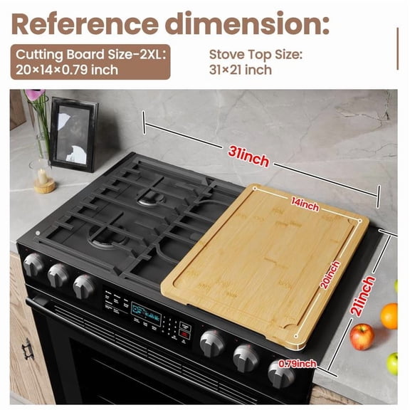 [Game-changer]Stove Oven Top Cover Kikcoin Extra Large Wooden Cutting Board Pro,Note Charcuterie Board,Pastry,Chopping Block,Handle,Juice Groove,Serving Food Tray,Kitchen 4XL:30"L*20"W Cooking