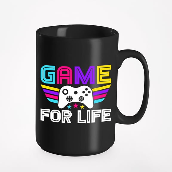 Game for Life with Gaming Controller, Gamer, Black 15oz Ceramic Mug