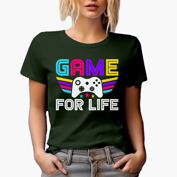 Game for Life with Gaming Controller, Gamer, Military Green T-Shirt, 3XL