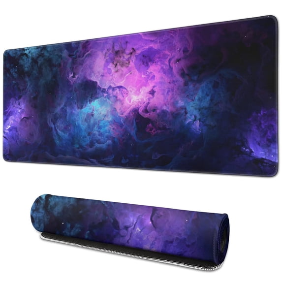 Game like a Pro with Large, Dazzling Galaxy Mouse Pad; Non-Slip Rubber Base for Stable Control, Stitched Edges. Perfect as a Keyboard Mat & Desk Pad - 31.5x11.8inch.