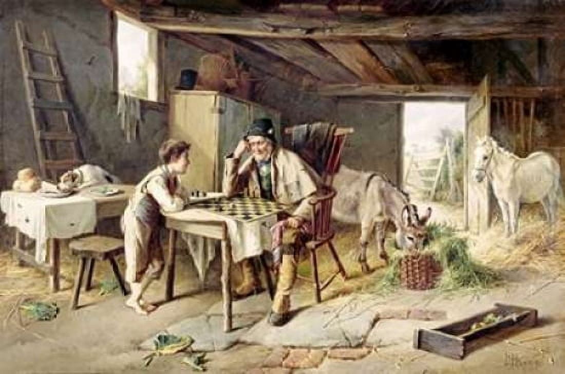 Game of Draughts Canvas Art - Charles Hunt (12 x 18)